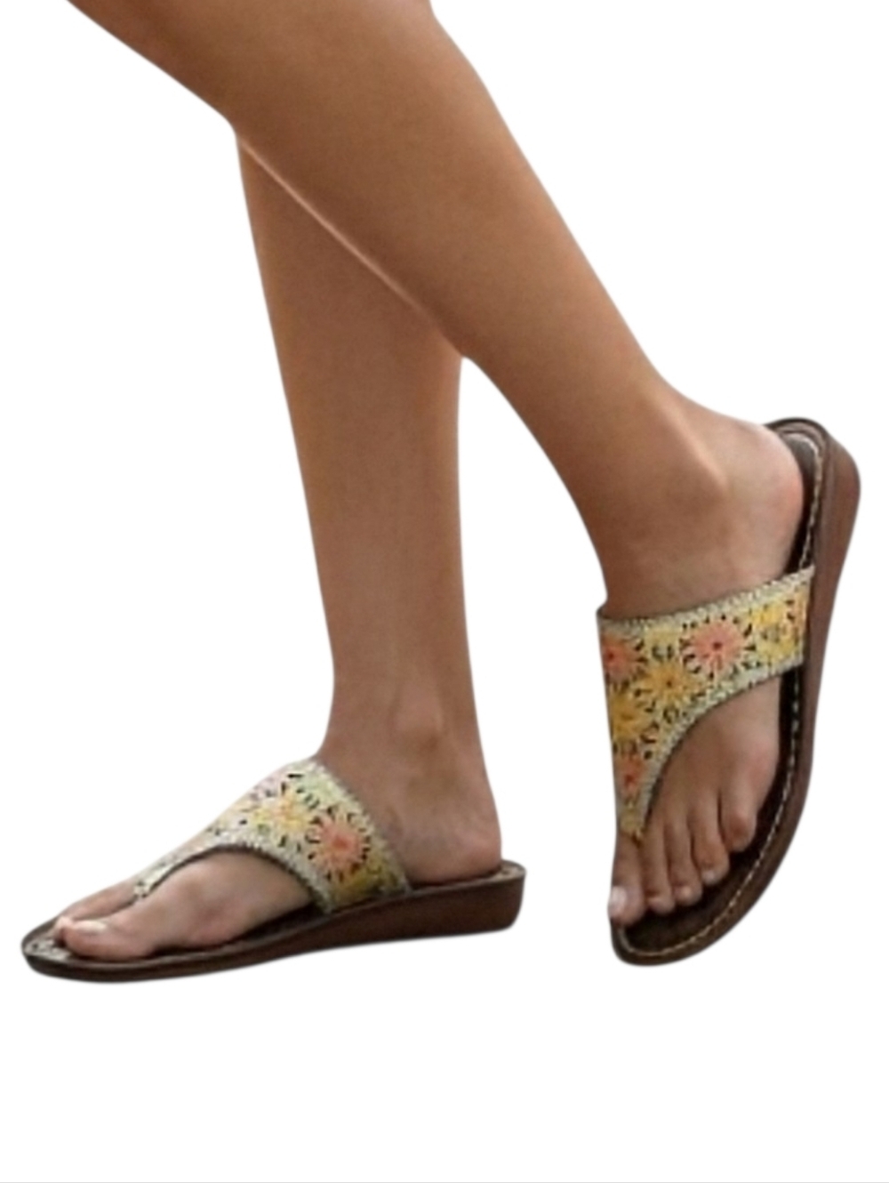 L’Artiste Jobe Sandals Women 8.5 Leather Slip On Gold Brown Cutout